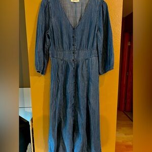 Madewell Denim Ruched Midi Dress Women’s Size 8